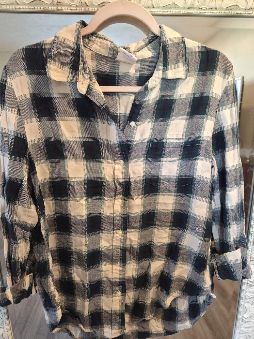 GAP Green/Navy/White Plaid Button-Down Shirt